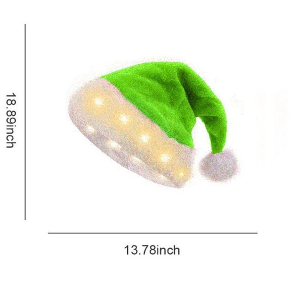 Green Christmas Santa Claus Hat with LED Warm Lights - Picture 9 of 9